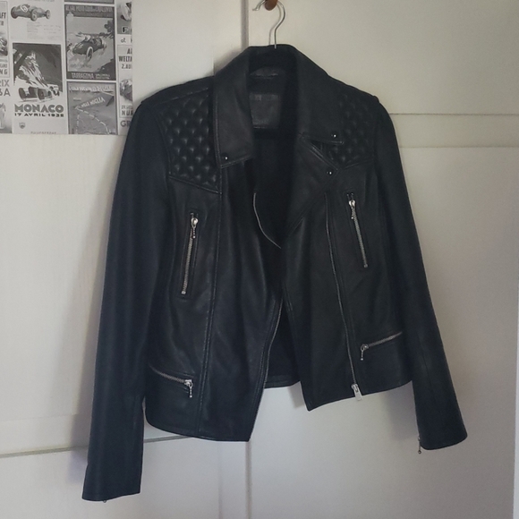 All Saints Kelham Leather Biker Jacket - Picture 7 of 8